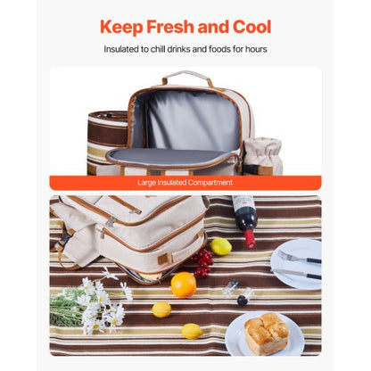 Beach picnic backpack for 4 people with cooler compartment | EU