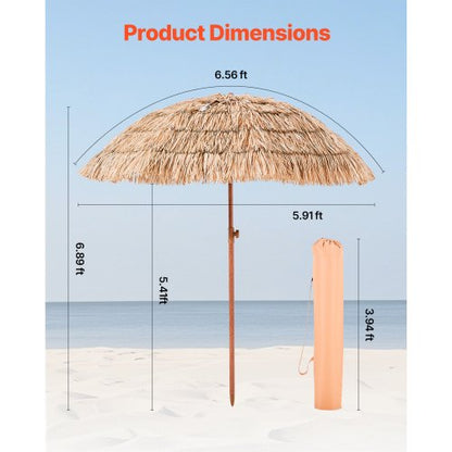 Tiki-parasoll Halmtaksparasoll 6,5 fot Poolside-parasoll för uteplats och strand