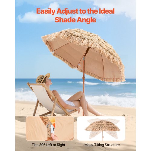 Tiki-parasoll Halmtaksparasoll 6,5 fot Poolside-parasoll för uteplats och strand
