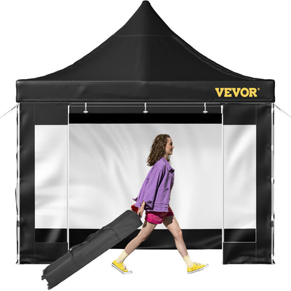 10 x 10 FT Pop Up Canopy Tent, Gazebo Tent with Patio with Removable Side Walls and Carry Bag on Wheels, UV Resistant Waterproof Instant Gazebo Shelter for Party, Garden, Backyard, Black