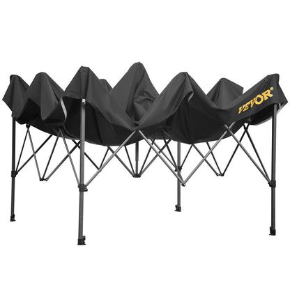 10 x 10 FT Pop Up Canopy Tent, Gazebo Tent with Patio with Removable Side Walls and Carry Bag on Wheels, UV Resistant Waterproof Instant Gazebo Shelter for Party, Garden, Backyard, Black