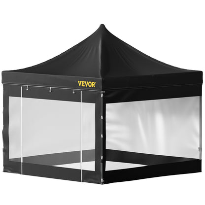 10 x 10 FT Pop Up Canopy Tent, Gazebo Tent with Patio with Removable Side Walls and Carry Bag on Wheels, UV Resistant Waterproof Instant Gazebo Shelter for Party, Garden, Backyard, Black