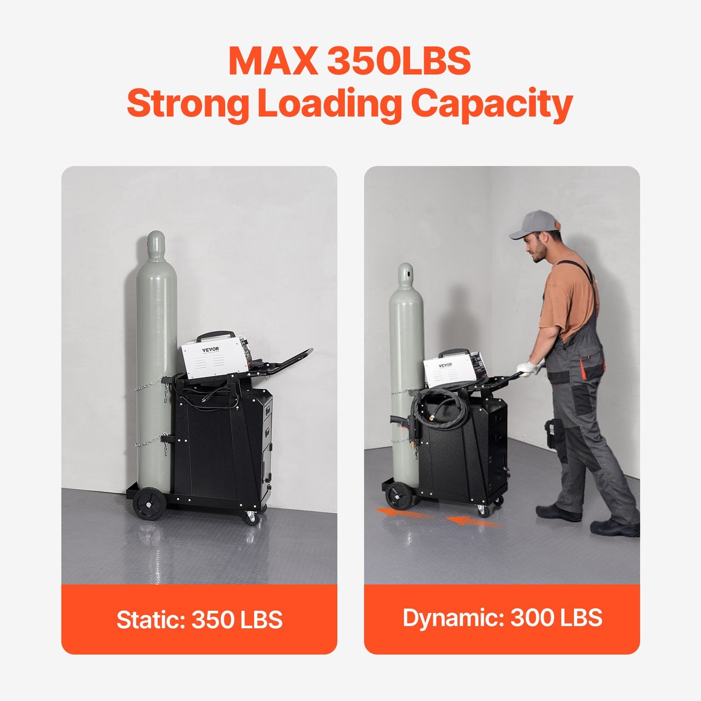 Svetsvagn 2 Lådor Svetsvagn Heavy Duty med låsbart skåp 350LBS