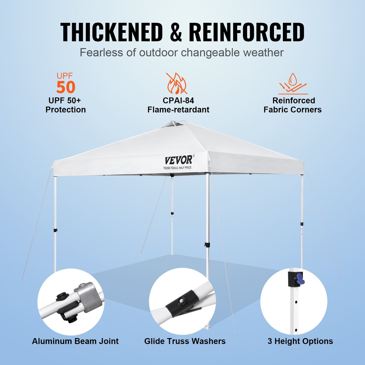 Pop Up Canopy Party Tent 304.8 x 304.8 cm with Portable Bag for Camping White