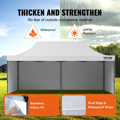 Pop Up Canopy Tent Outdoor Gazebo Tent 10x20FT with Sidewalls &amp; Bag White