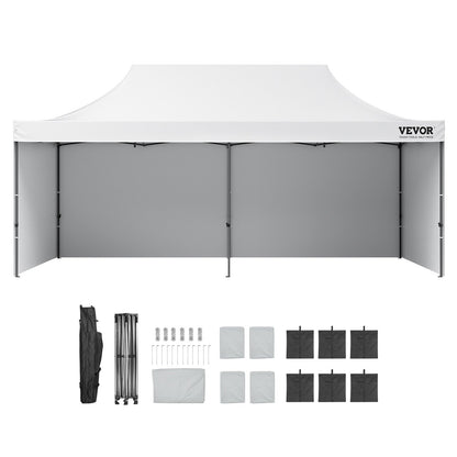 Pop Up Canopy Tent Outdoor Gazebo Tent 10x20FT with Sidewalls &amp; Bag White