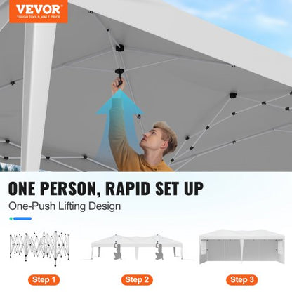 Pop Up-tak 3 x 6 meter popup-paviljongtält med 3 sidoväggar och 2 fönster