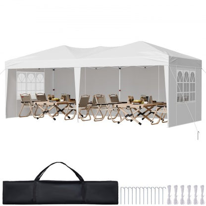 Pop Up-tak 3 x 6 meter popup-paviljongtält med 3 sidoväggar och 2 fönster