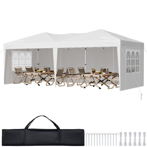 Pop Up-tak 3 x 6 meter popup-paviljongtält med 3 sidoväggar och 2 fönster
