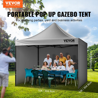 Pop Up Canopy Tent Outdoor Gazebo Tent 304.8 x 304.8 cm with Side Walls Dark Gray