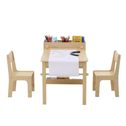 Kids Art table and 2 chairs Toddler craft and play table with a cabinet