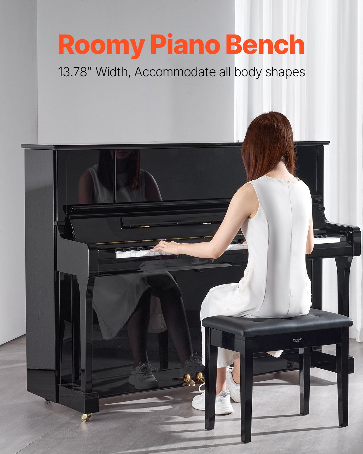 Piano Keyboard Bänk Förvaring Vadderad sits Trä Vanity Bokhylla Pall