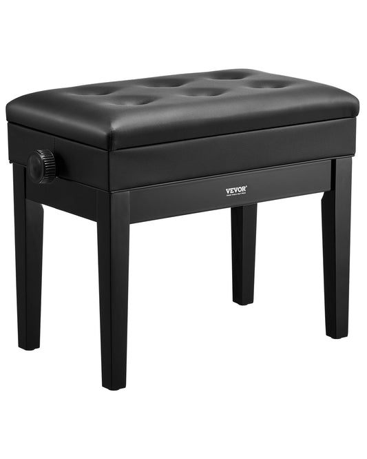 Justerbar Piano Keyboard Bänk Förvaring Vadderad sits Bokhylla i trä