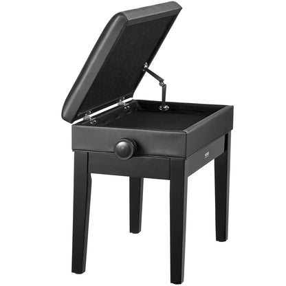 Justerbar Piano Keyboard Bänk Förvaring Vadderad sits Bokhylla i trä