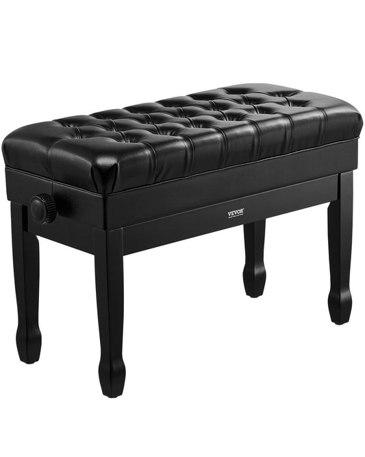 Justerbar Piano Keyboard Bänk Förvaring Vadderad sits Bokhylla i trä