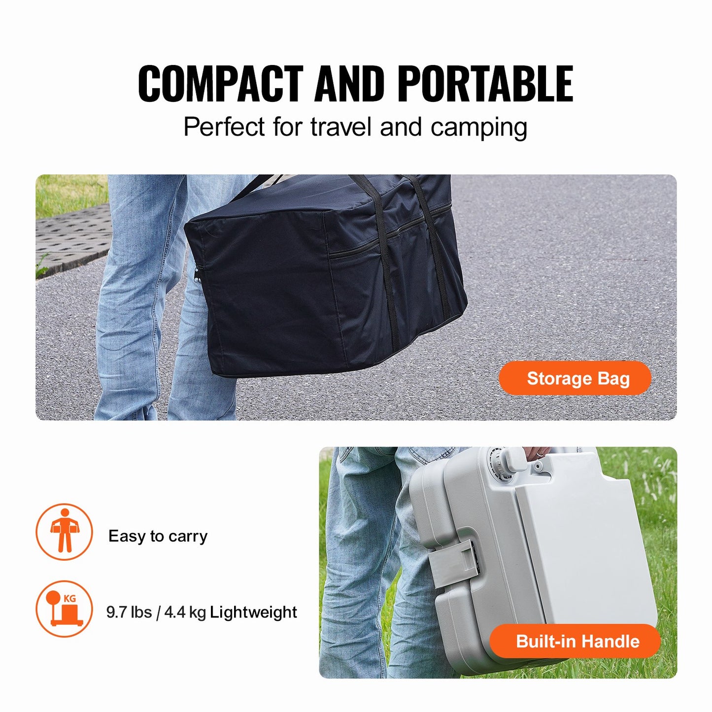 Portable Toilet Flush Travel Camping 3,2 Gal Commode Potta Utomhus Inomhus