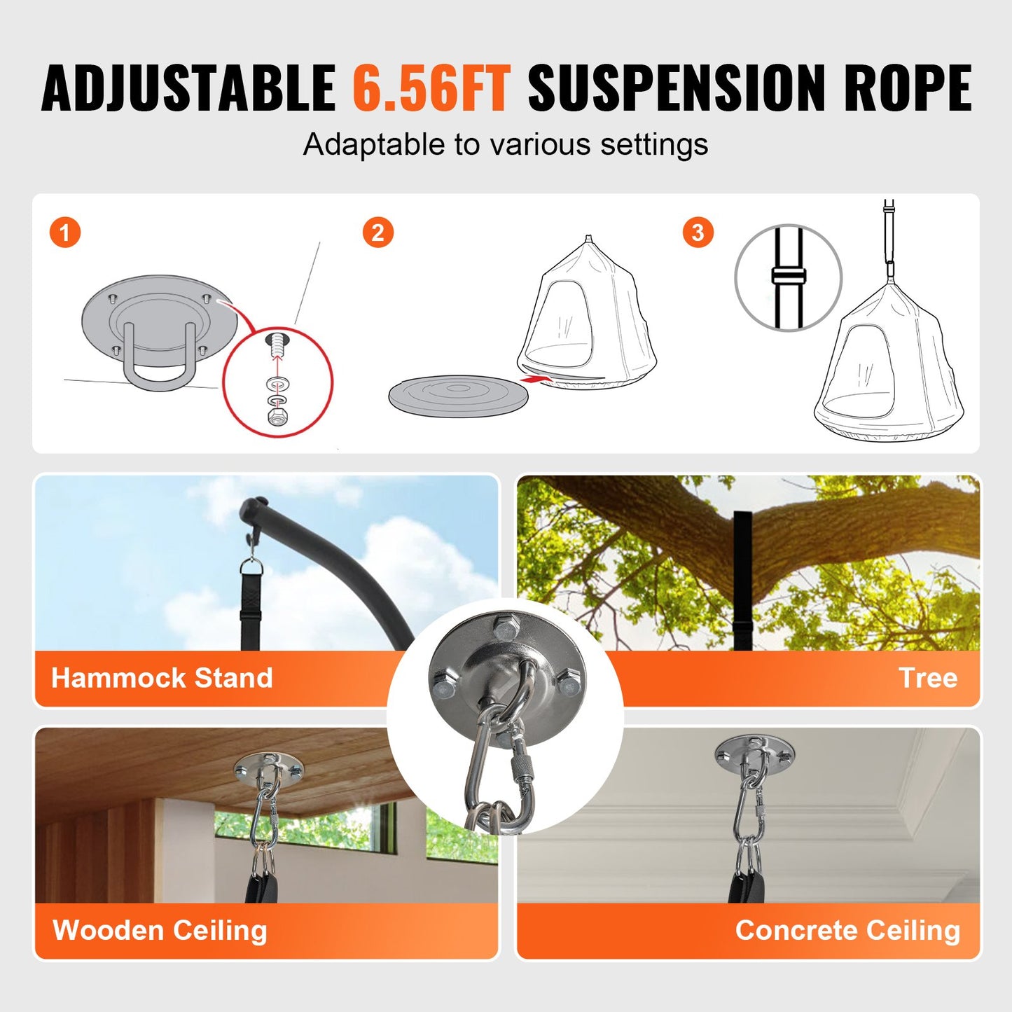 Kids Pod Swing Seat Hammock Chair with LED Light Strings 120 lbs