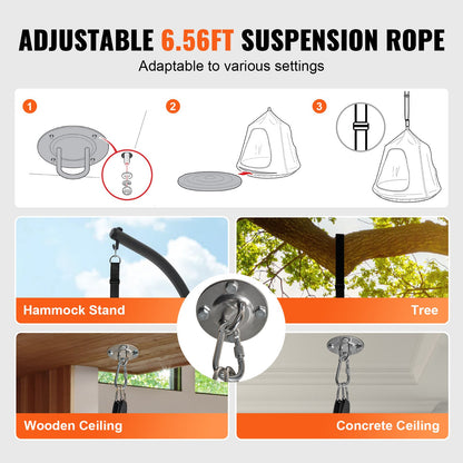 Kids Pod Swing Seat Hammock Chair with LED Light Strings 120 lbs