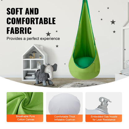 Kids Pod Swing Seat Hammock Chair with LED Light Strings 120 lbs