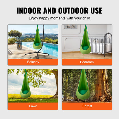 Kids Pod Swing Seat Hammock Chair with LED Light Strings 120 lbs