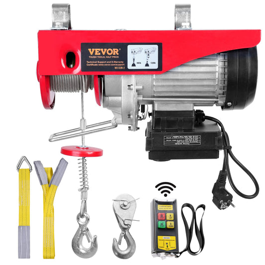Elektrisk lyftanordning, 1320 lbs lyftkapacitet, 1150W 220V elektrisk ståltrådsvinsch med trådlös fjärrkontroll, 40ft enkelkabellyfthöjd och ren kopparmotor, för Garage Warehouse Factory