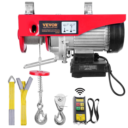 Elektrisches Hebezeug, 2200 lbs Hubkapazität, 1600 W 220 V elektrische Drahtseilwinde mit drahtloser Fernbedienung, 40 Fuß Einzelkabelhubhöhe und reinem Kupfermotor, für Garagenlagerfabrik