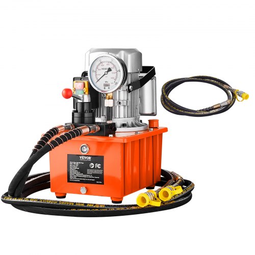 Electric Hydraulic Pump, 10000 PSI 750W 110V, 488 in³/8L Capacity, Double Acting Manual Valve, Electric Driven Hydraulic Pump Power Pack Unit with Lever Switch for Punching/Bending/Jack Machines