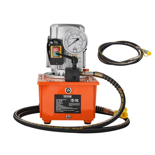 Electric Hydraulic Pump, 10000 PSI 750W 110V, 488 in³/8L Capacity, Single Acting Manual Valve, Electric Driven Hydraulic Pump Power Pack Unit with Lever Switch for Punching/Bending/Jack Machines