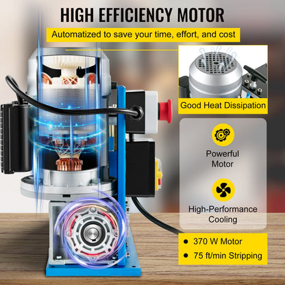 Electrical Wire Stripping Machine, 0.06 Inch-0.15 Inch Automatic Wire Stripping Machine, 11 Channels 10 Blades Cable Stripping Machine, Wire Stripping Tool 75 Feet/Minute, for Copper Wire Recycling