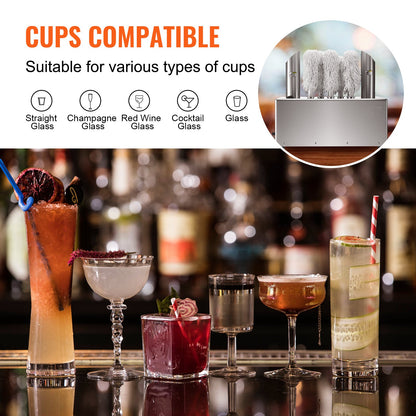 Wine glass polisher 8-brush polishing machine 660 cups/h for bar restaurant