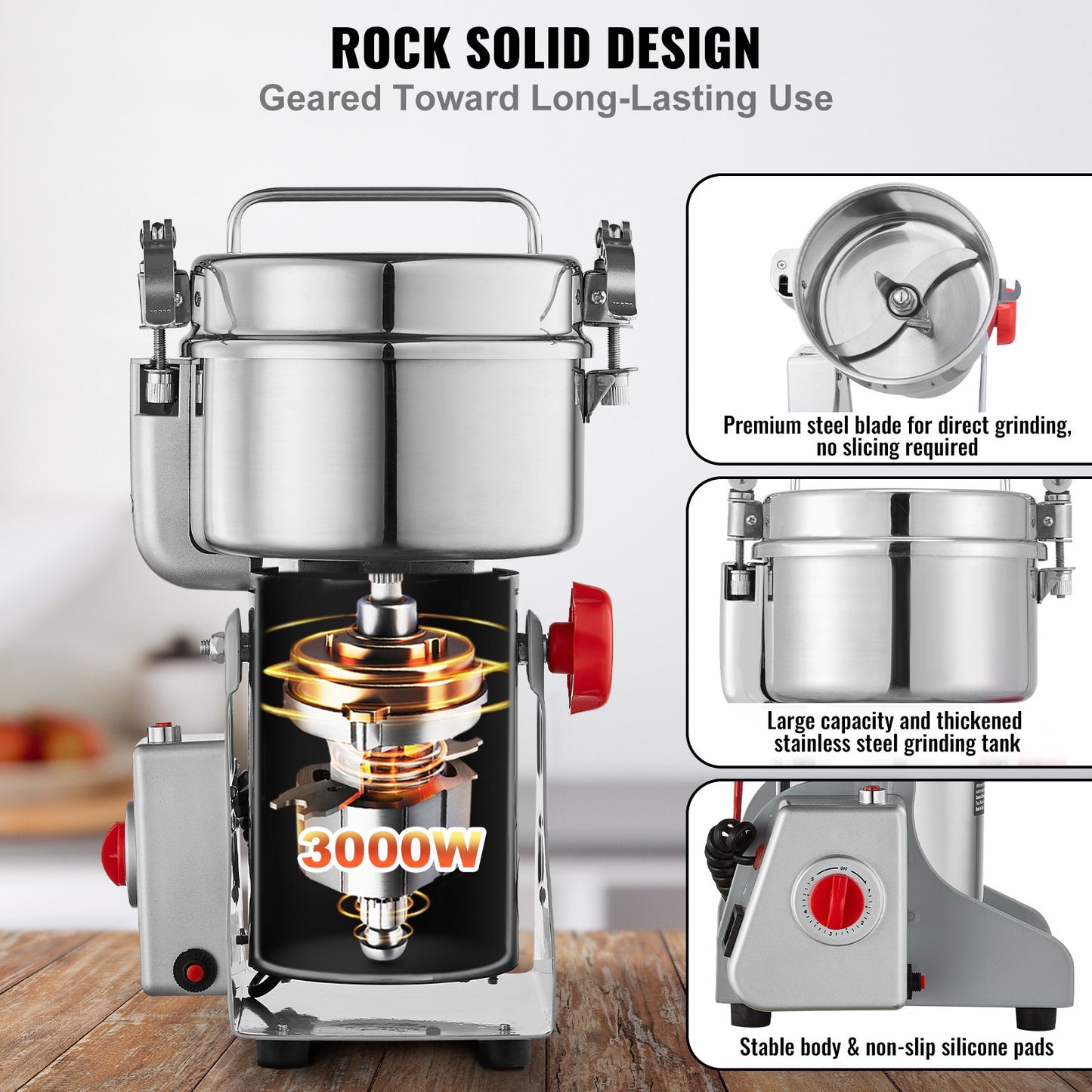 1000g Commercial Spice Grinder Electric Grain Grinder High Speed Grinder