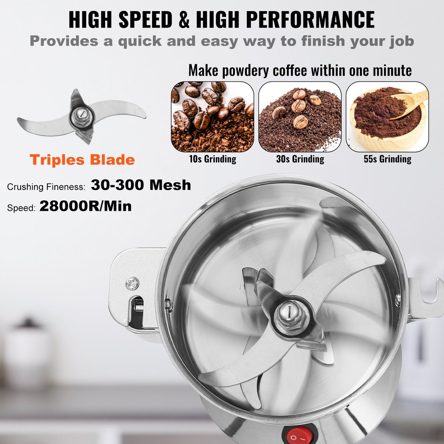 150g Commercial Spice Grinder Electric Grain Grinder High Speed Grinder