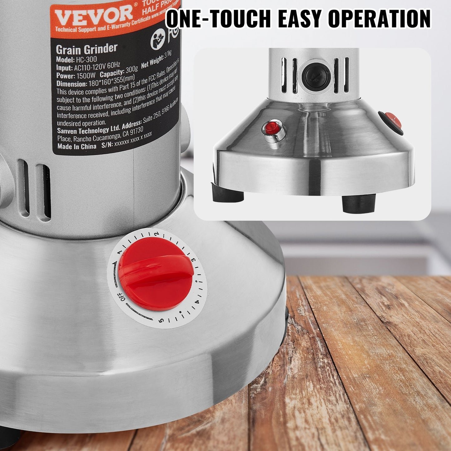 300g Commercial Spice Grinder Electric Grain Grinder High Speed Grinder