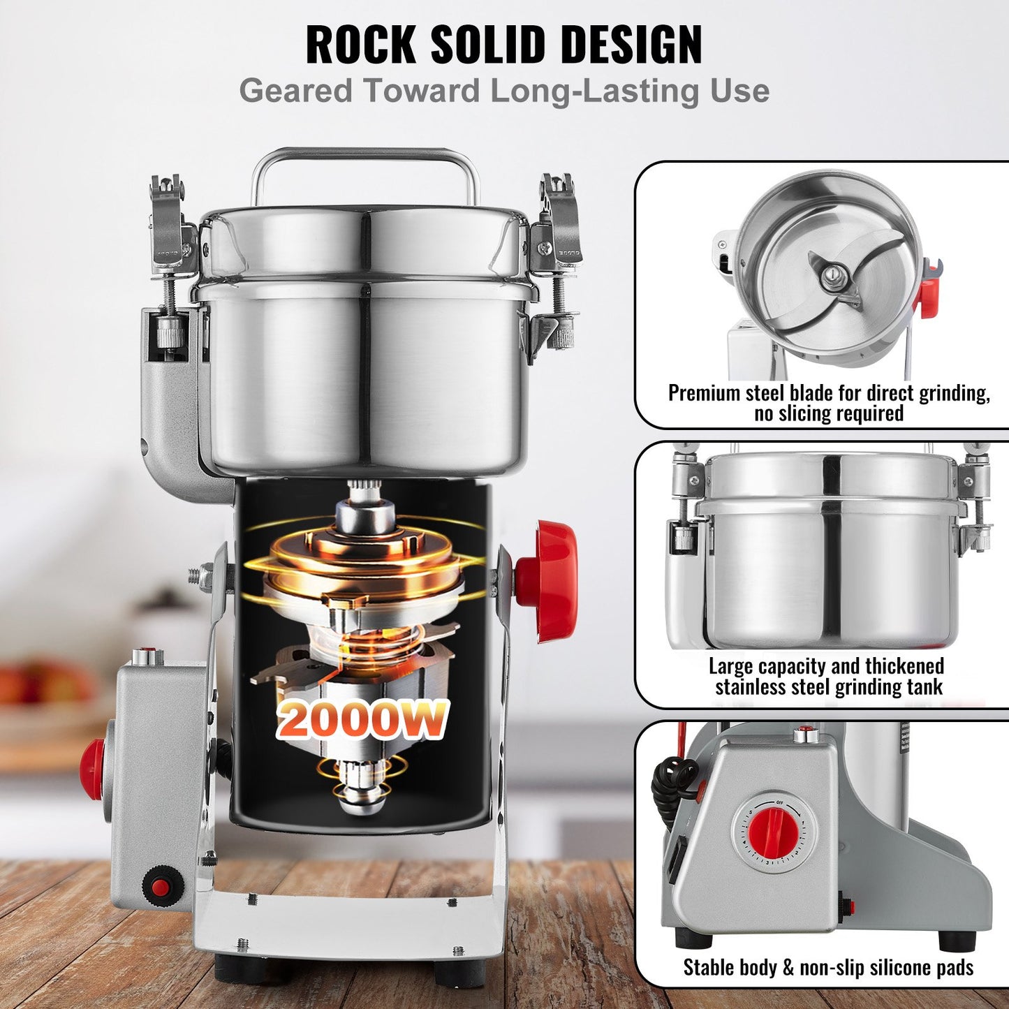 500g Commercial Spice Grinder Electric Grain Grinder High Speed Grinder