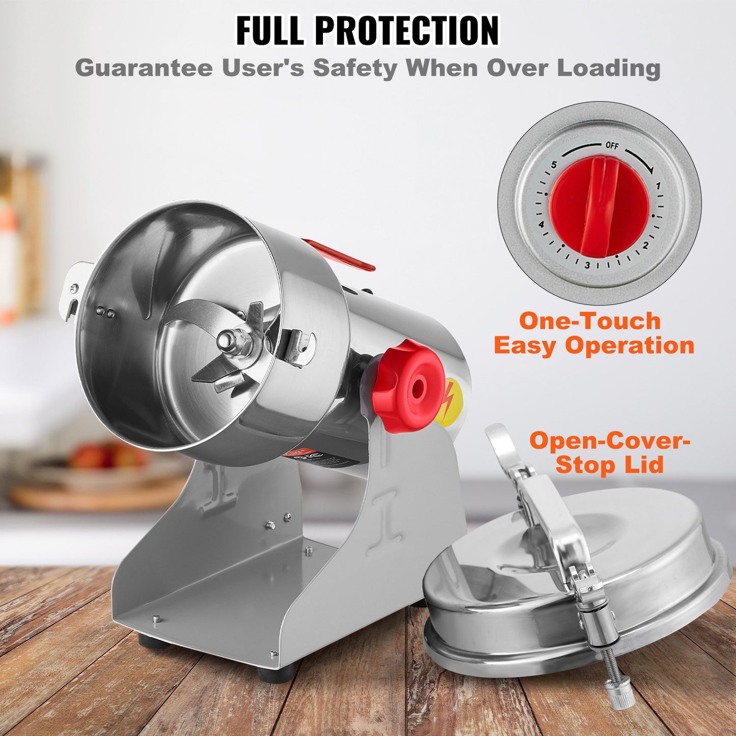 500g Commercial Spice Grinder Electric Grain Grinder High Speed Grinder