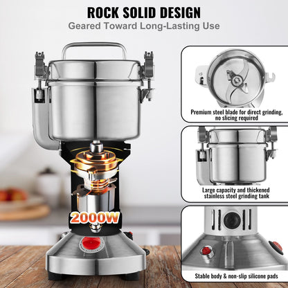 750g Commercial Spice Grinder Electric Grain Grinder High Speed