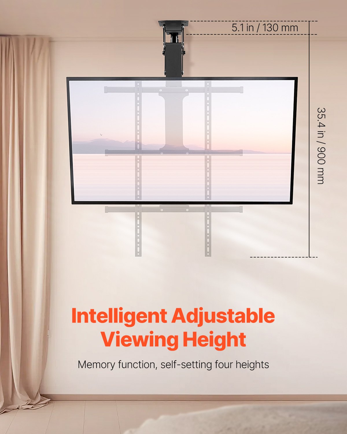 Motorized Ceiling TV Mount Electric Flip Down TV Mount för 32-65 in skärm