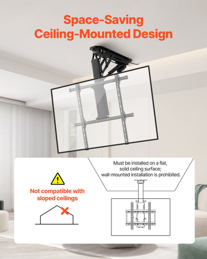 Motorized Ceiling TV Mount Electric Flip Down TV Mount för 32-65 in skärm