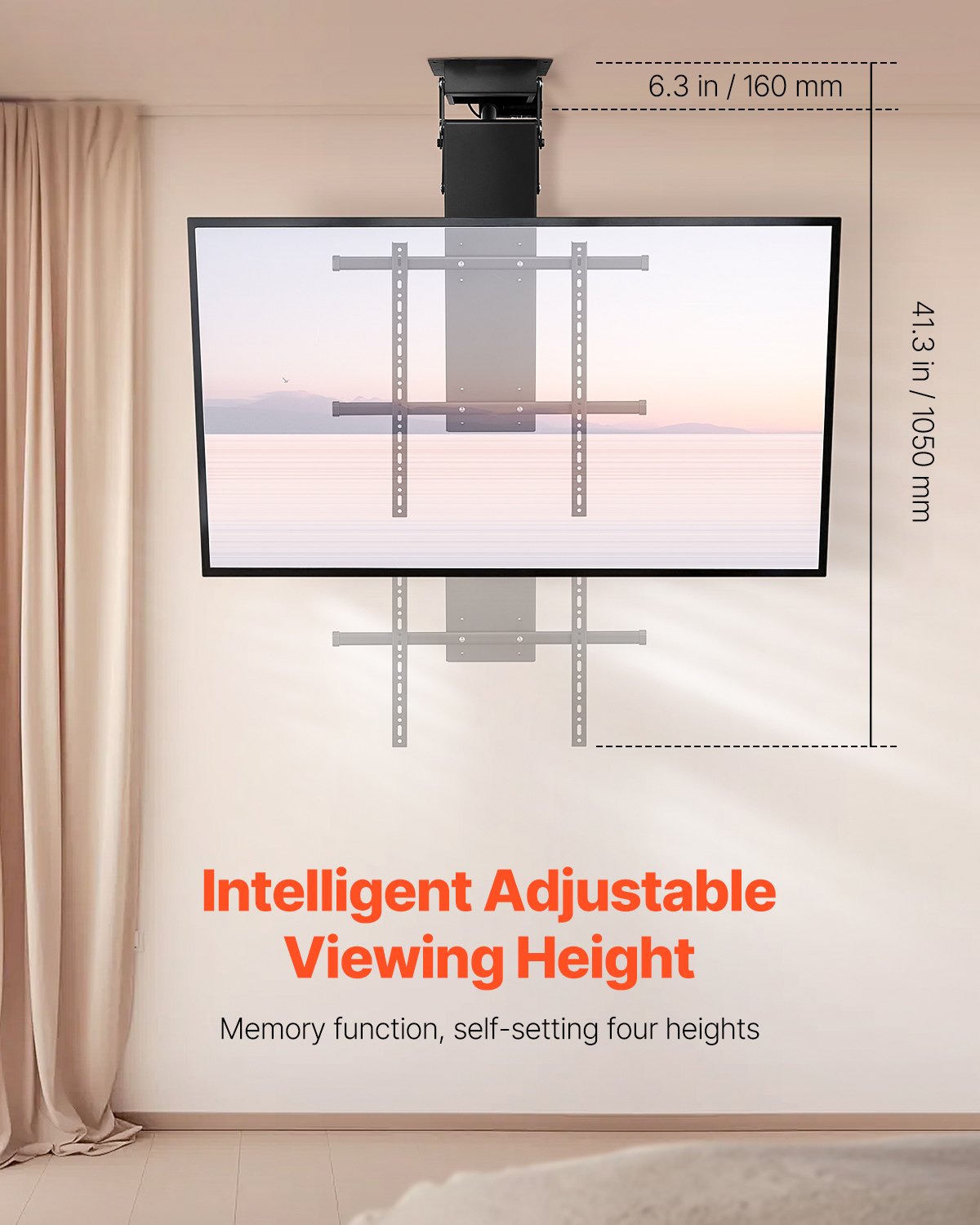 Motorized Ceiling TV Mount Electric Flip Down TV Mount för 32-70 in skärm