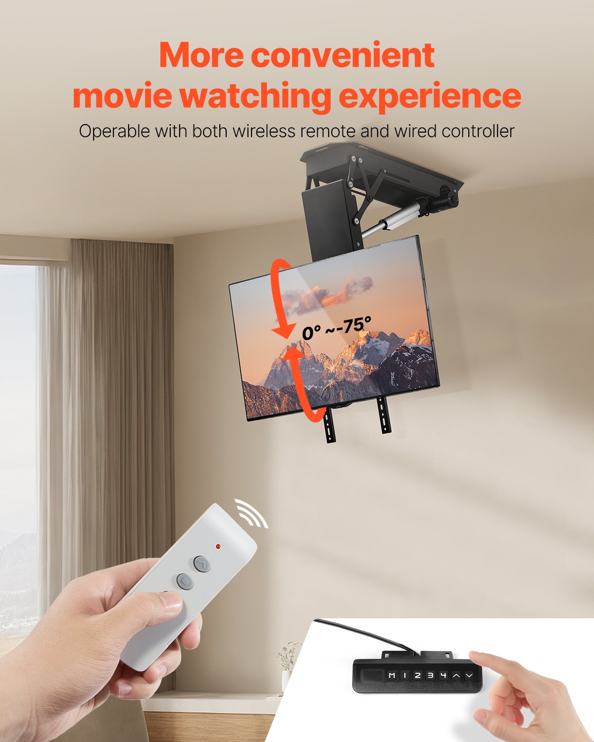 Motorized Ceiling TV Mount Electric Flip Down TV Mount för 32-70 in skärm