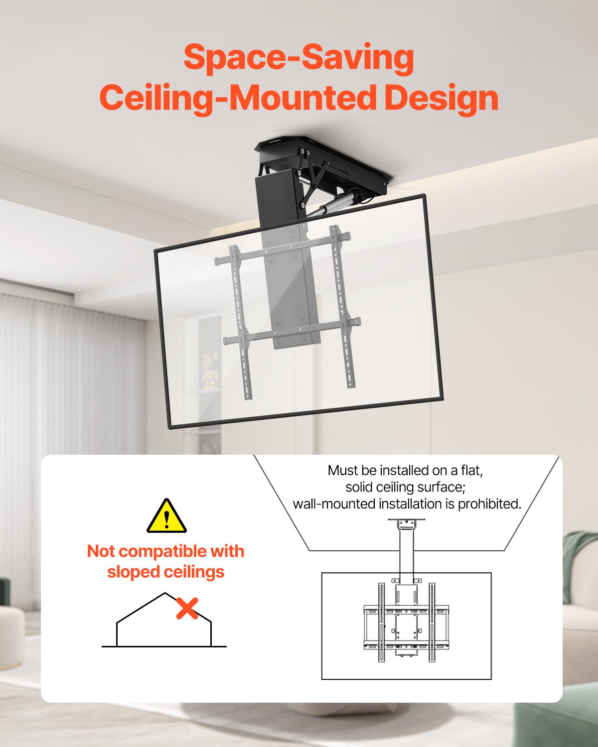 Motorized Ceiling TV Mount Electric Flip Down TV Mount för 32-70 in skärm