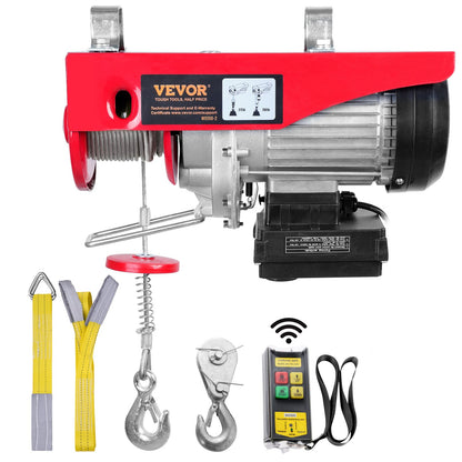 Electric Hoist, 550 lbs Lifting Capacity, 510W 220V Electric Wire Rope Winch with Wireless Remote Control, 40ft Single Cable Lifting Height and Pure Copper Motor, for Garage Warehouse Factory