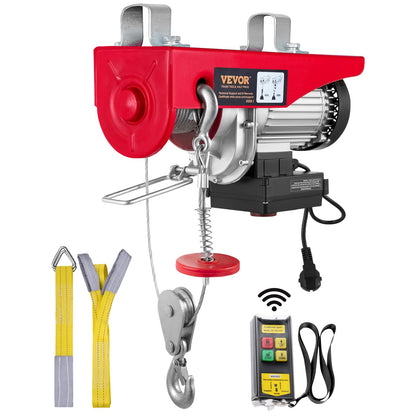 Electric Hoist, 880 lbs Lifting Capacity, 850W 220V Electric Wire Rope Winch with Wireless Remote Control, 40ft Single Cable Lifting Height and Pure Copper Motor, for Garage Warehouse Factory
