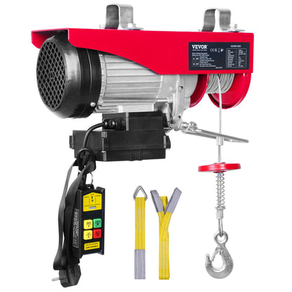Electric Hoist, 880 lbs Lifting Capacity, 850W 220V Electric Wire Rope Winch with Wireless Remote Control, 40ft Single Cable Lifting Height and Pure Copper Motor, for Garage Warehouse Factory