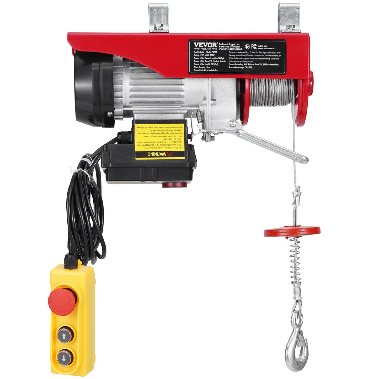 Electric Hoist Crane Winch 440 lbs 328 ft Wireless &amp; 14 ft Wired Remote