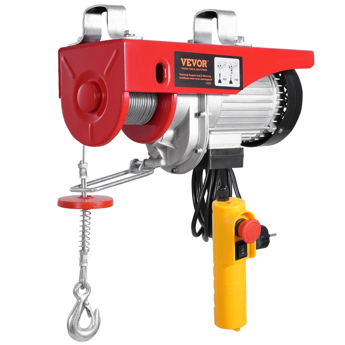 Elektrisk lyftkranvinsch 1760 lbs med 14 fot trådbunden fjärrkontroll 230V