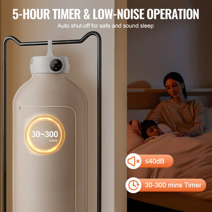 Portable Clothes Dryer PTC Heating &amp; LED Display Drying Bag 5-H Timer 600W