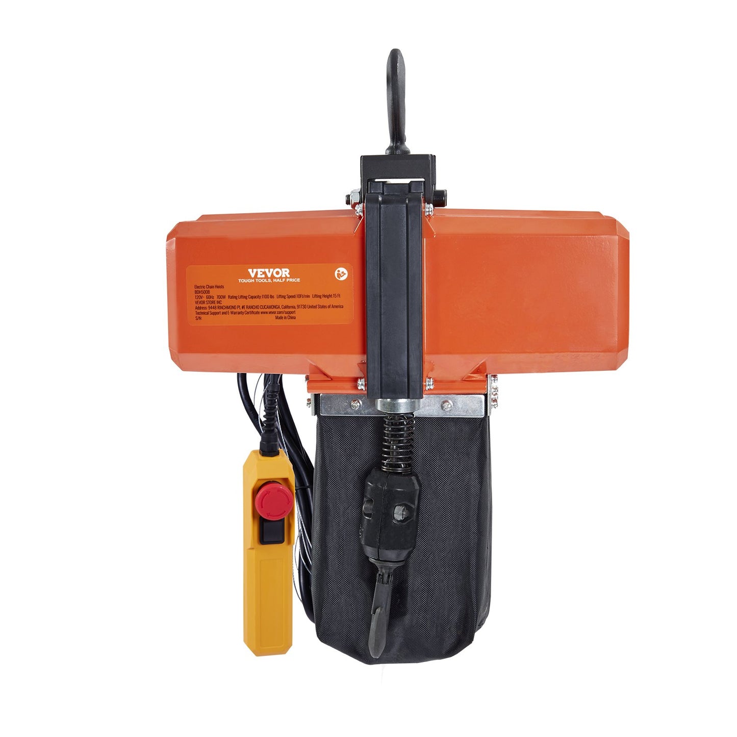 Elektrisk kedjetelfer Enfas krantelfer 1100 lbs Last 15 fot lyft