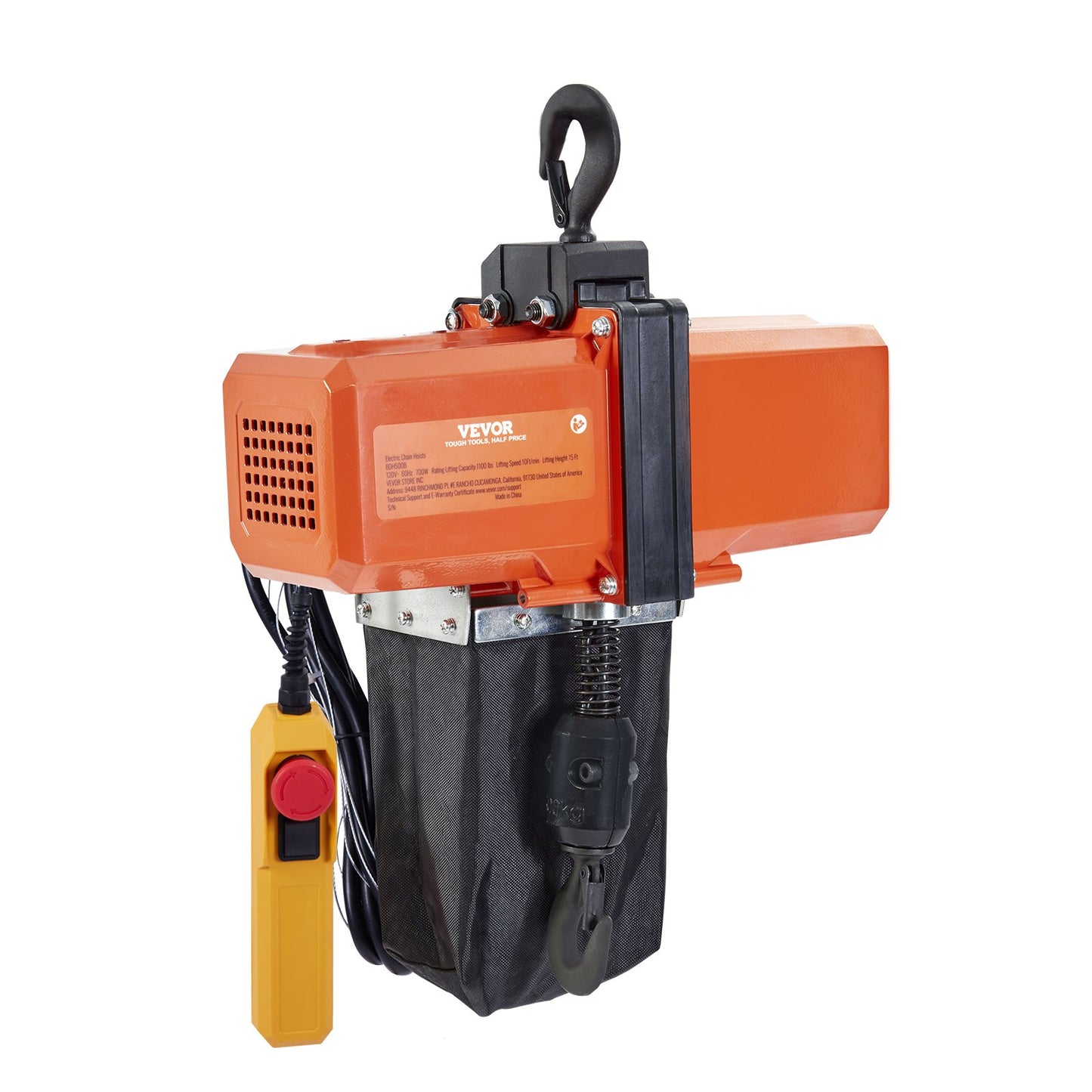 Elektrisk kedjetelfer Enfas krantelfer 1100 lbs Last 15 fot lyft