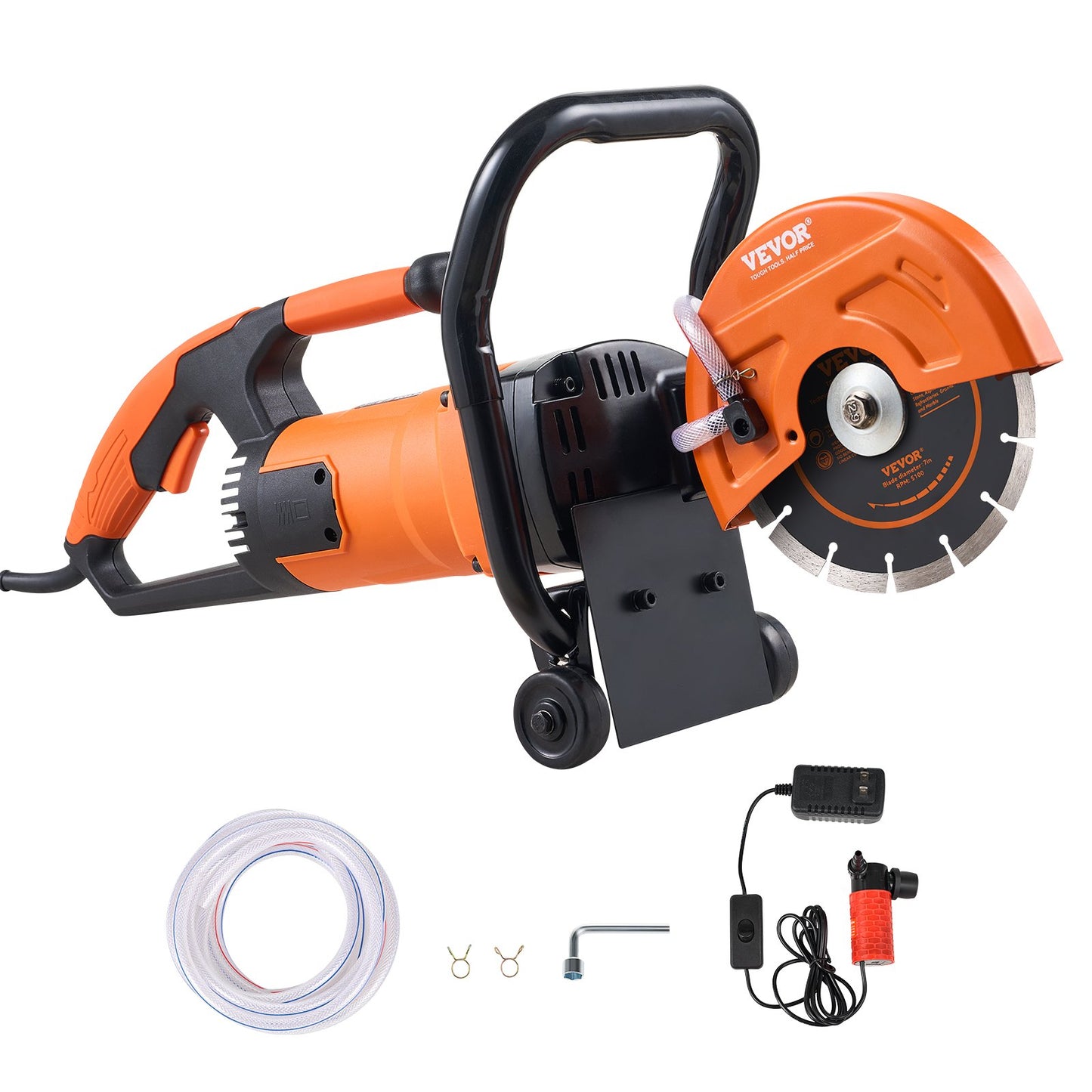 7'' elektrisk betongsåg våt/torrsågskärare med vattenpump och blad